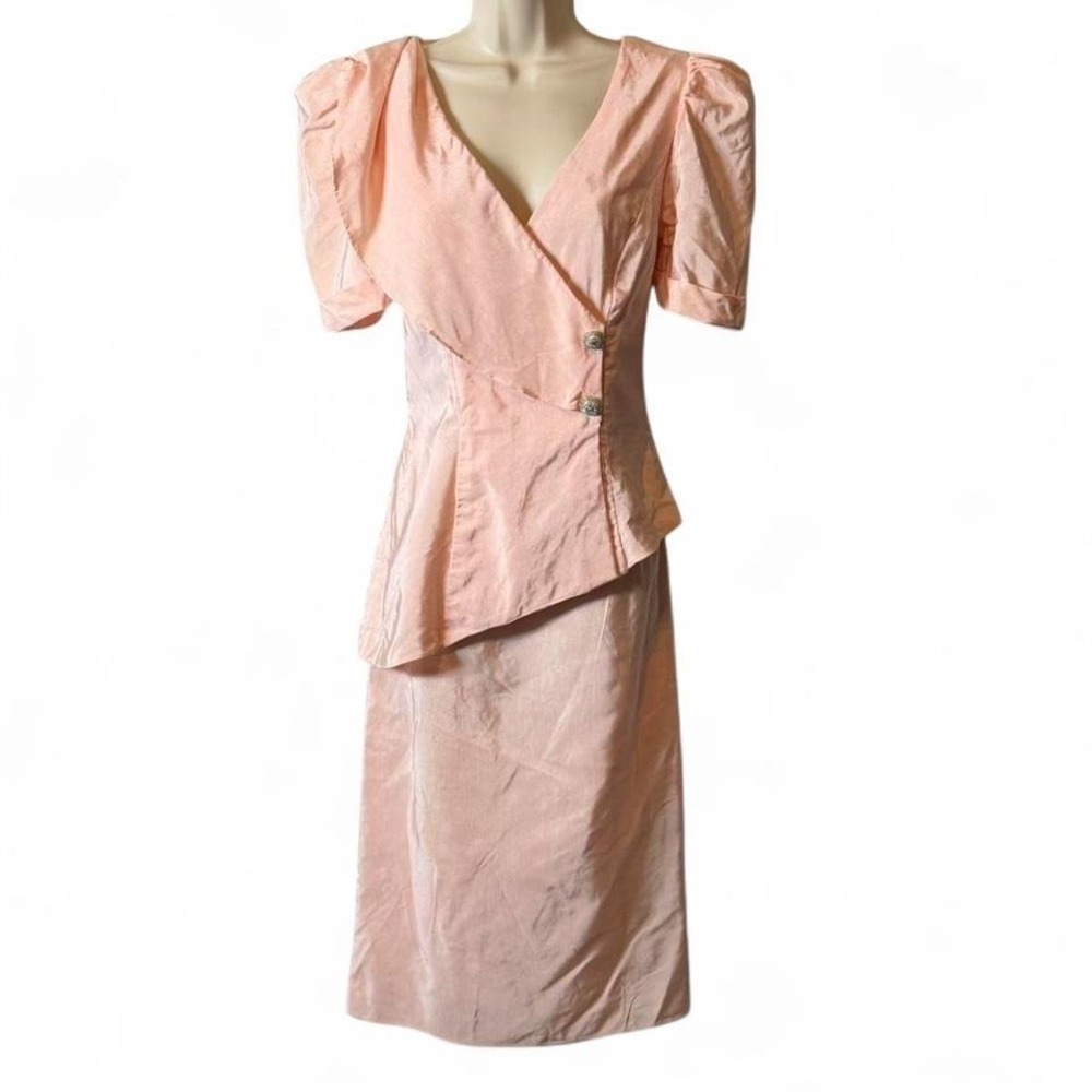Vintage 80s Dance-Allure Peach 2 Pc Skirt Set, Women's Size 6‎